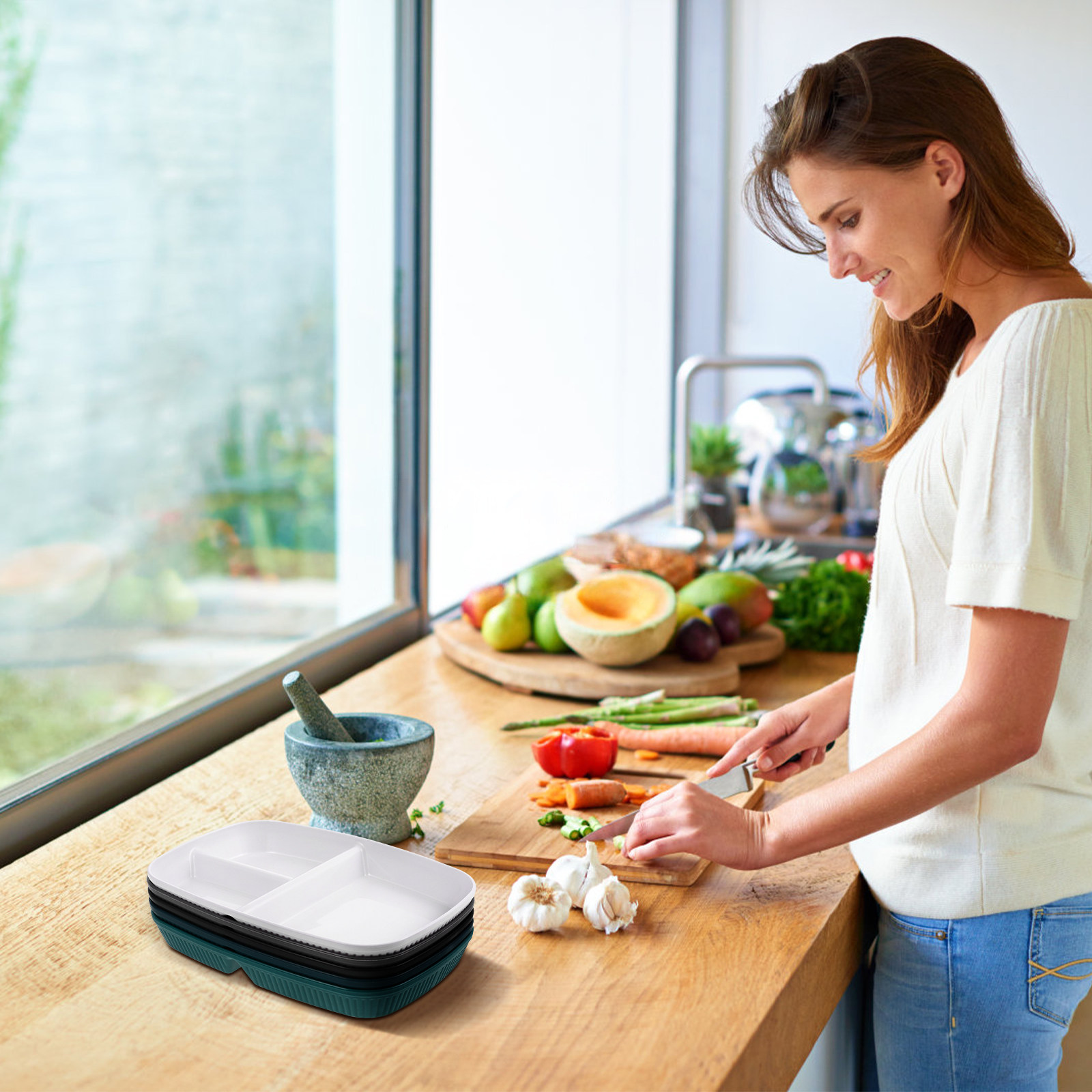 Meal Prep Diet - Conjunto de 5 Pratos Divididos para