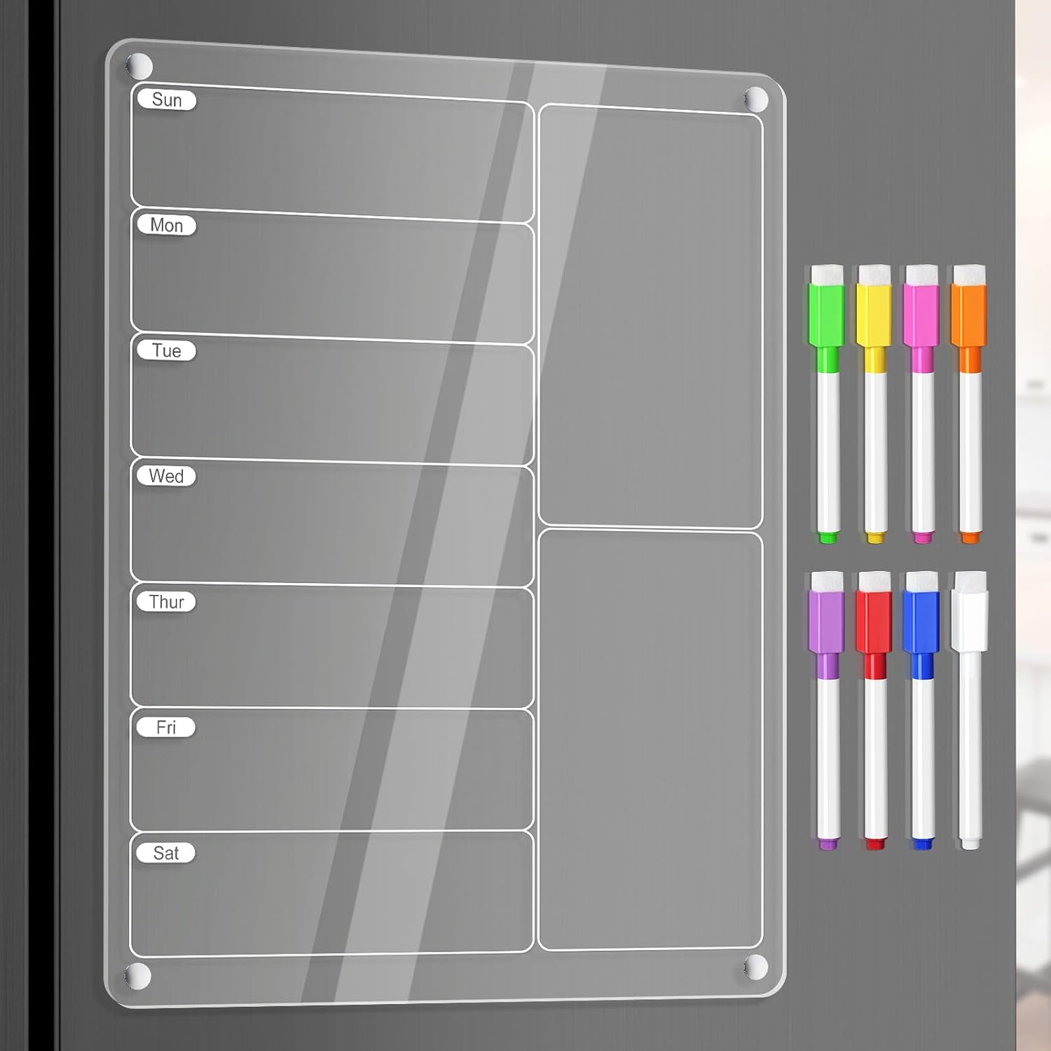 Meal Prep Planner - Quadro Magnético de Acrílico Transparente para