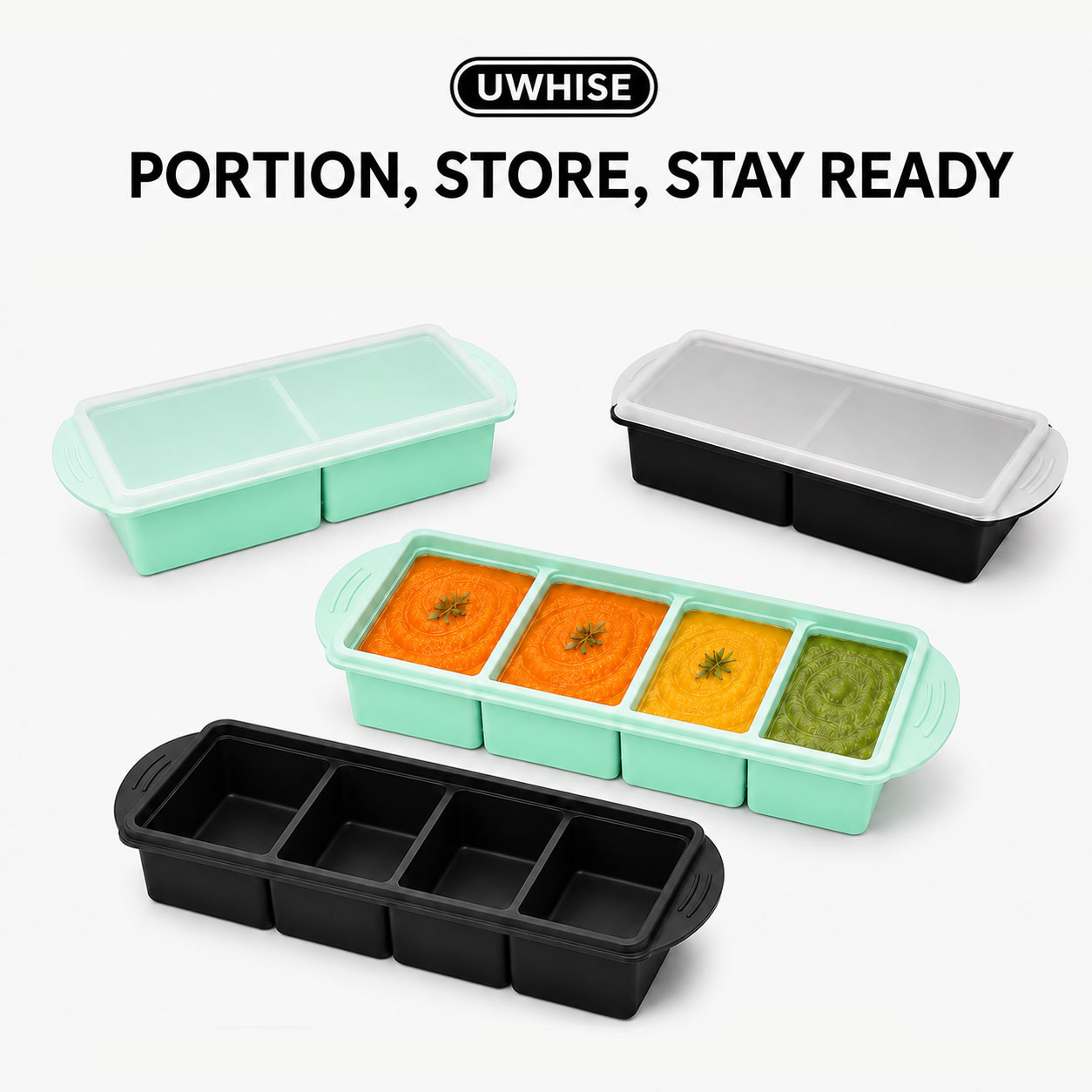 Meal Prep Chia Pudding - Uwhise Bandeja de Silicone para Congelar