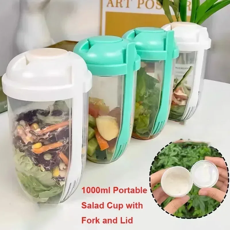 Meal Prep Healthy - Tigela Portátil para Salada com Tampa