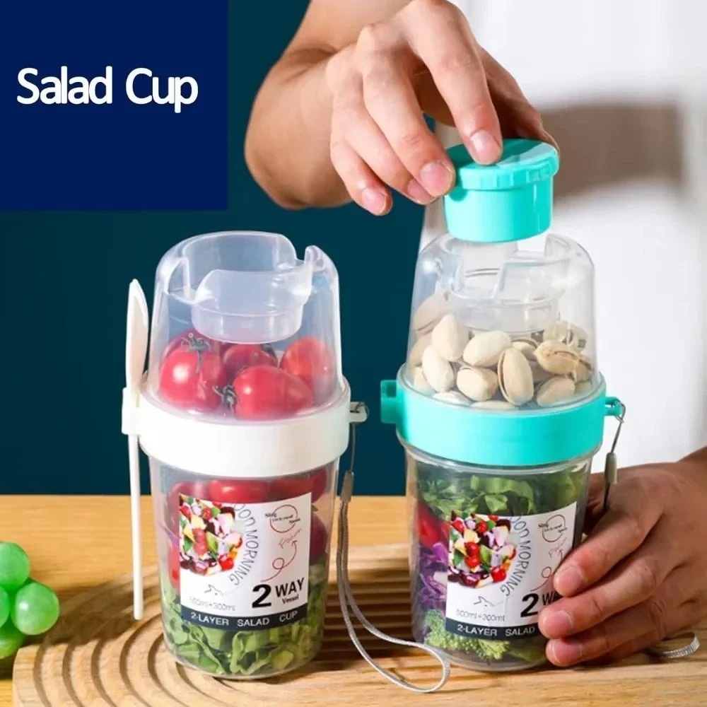 Copo de salada portátil copo d - Meal Prep Oatmeal Jars avaliação e preço