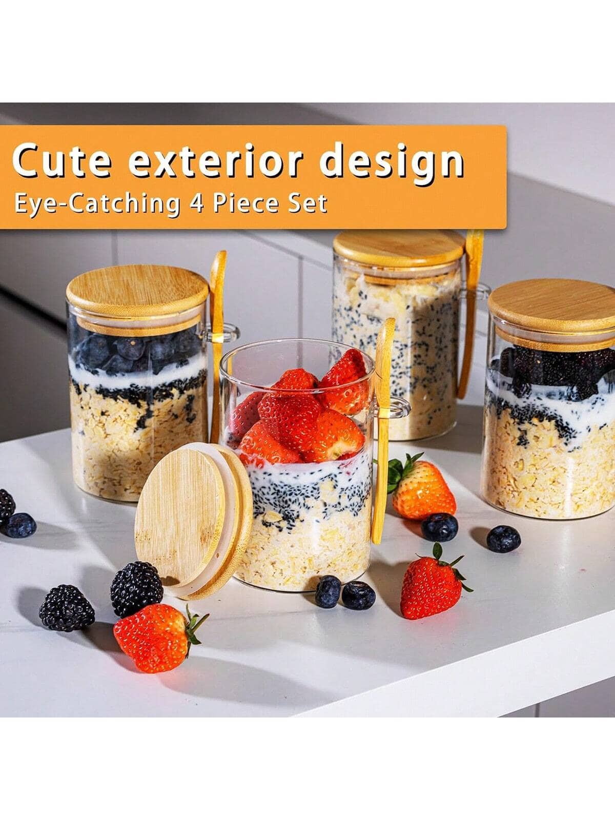 Conjunto de 4 Potes para Overn - Meal Prep Yogurt Cups avaliação e preço