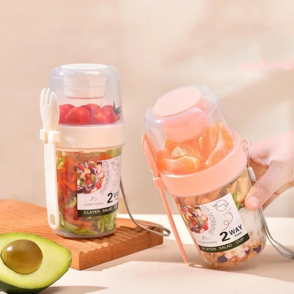 Copo de salada portátil copo d - Meal Prep Oatmeal Jars avaliação e preço