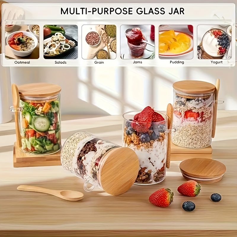 Conjunto de Copos de Vidro par - Meal Prep Oatmeal Jars avaliação e preço
